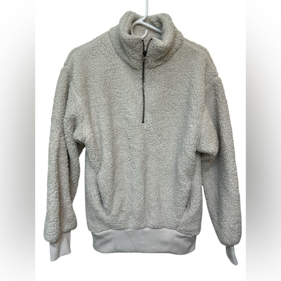 American Eagle quarter zip cream Sherpa wooly sweatshirt - Picture 1 of 7